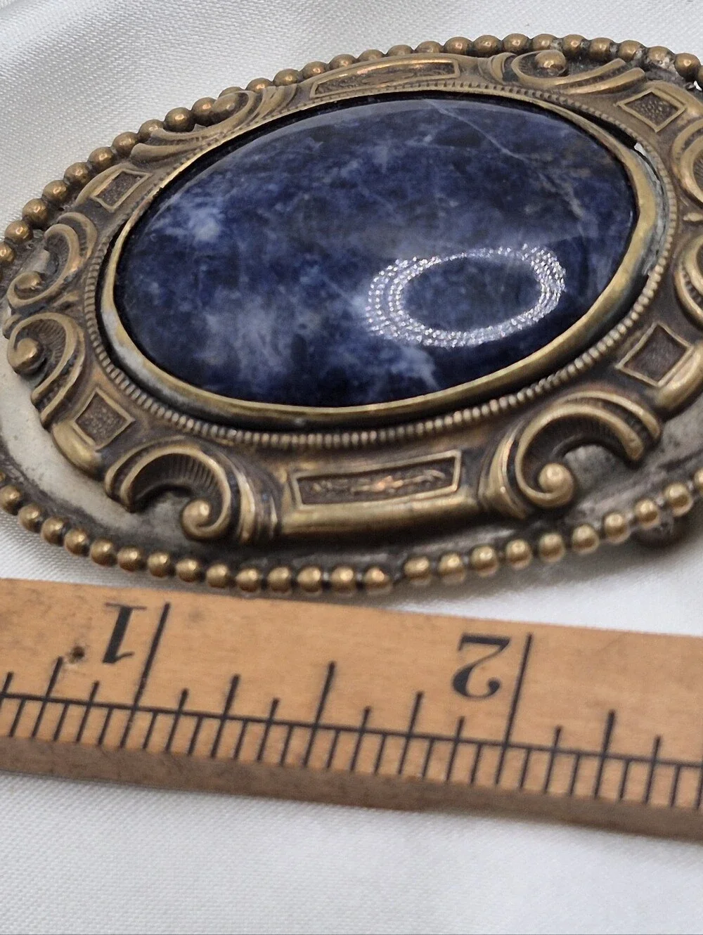 Classic Blue Sodalite Stone Upcycled Buckle Belt.  Statement Buckle
